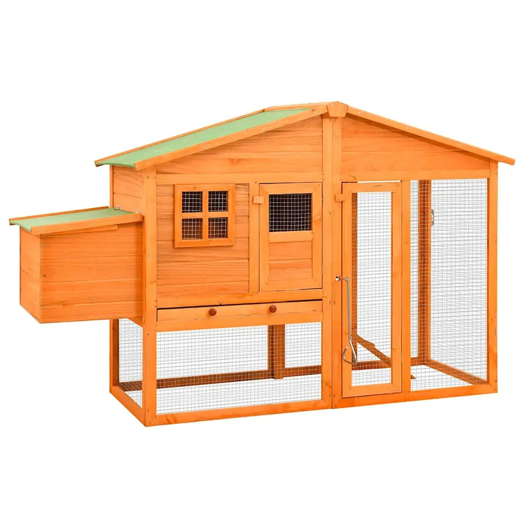 Grand poulailler bois de sapin avec nichoir et parc extérieur Brun – ComfortXL Outdoor Living