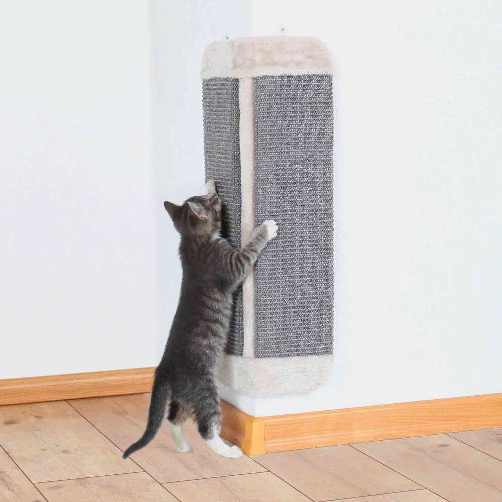 Griffoir d’angle pour chat 32 x 60 cm Gris