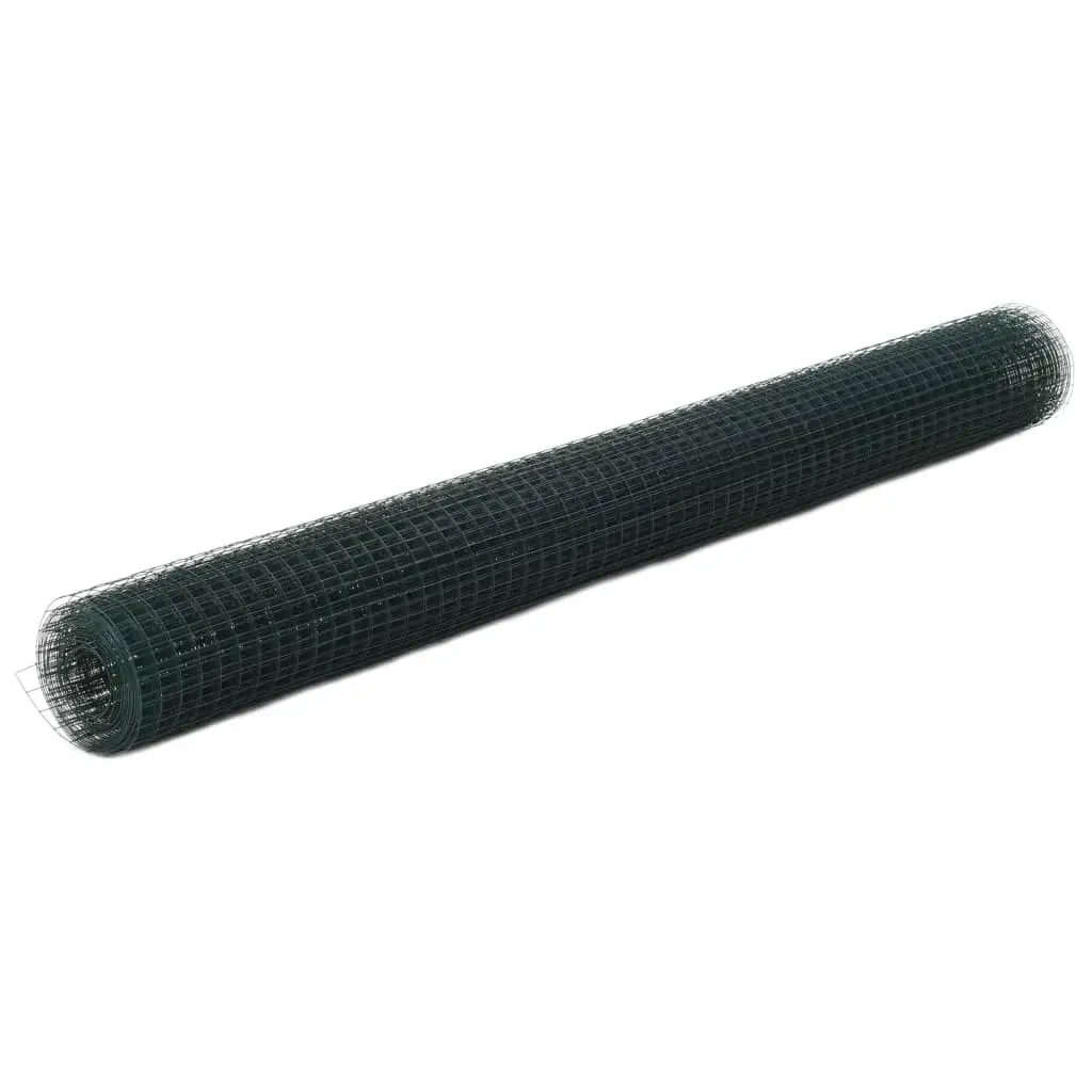 Grillage Volière Acier PVC Jardin Mailles Carrées Vert 25×1,5m