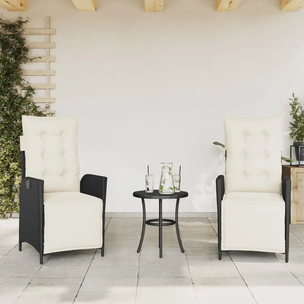 Lot de 2 Fauteuils Relax de Jardin Résine Tressée avec Repose-pieds Intégré Noir – ComfortXL Outdoor Living
