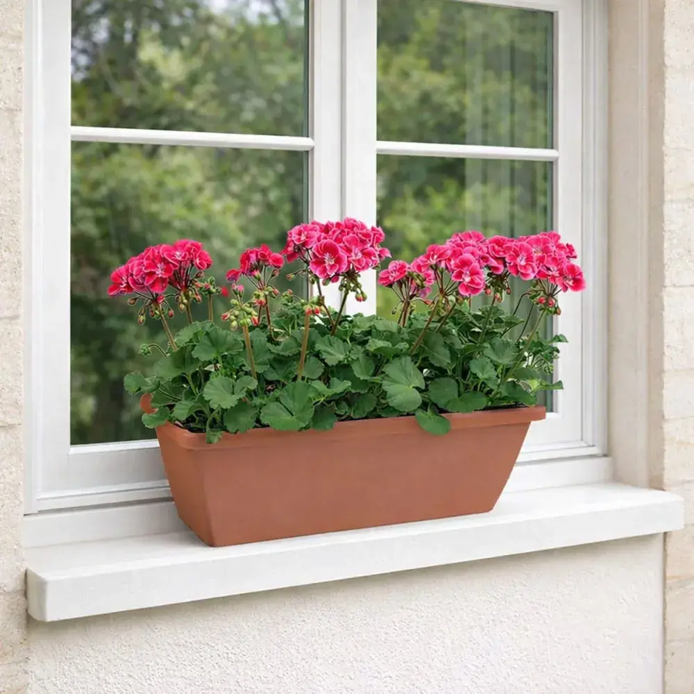 Lot de 4 Balconnières Elho® 70x16cm en plastique effet terre cuite Elho