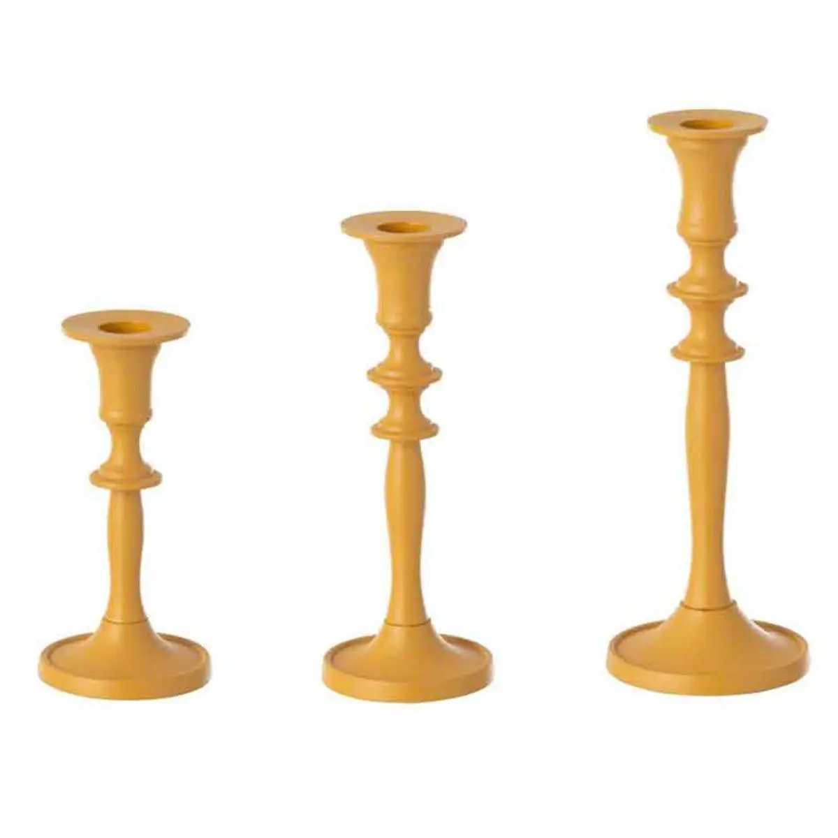 Lot de 3 Bougeoirs Design «Vicky» 23cm Ocre