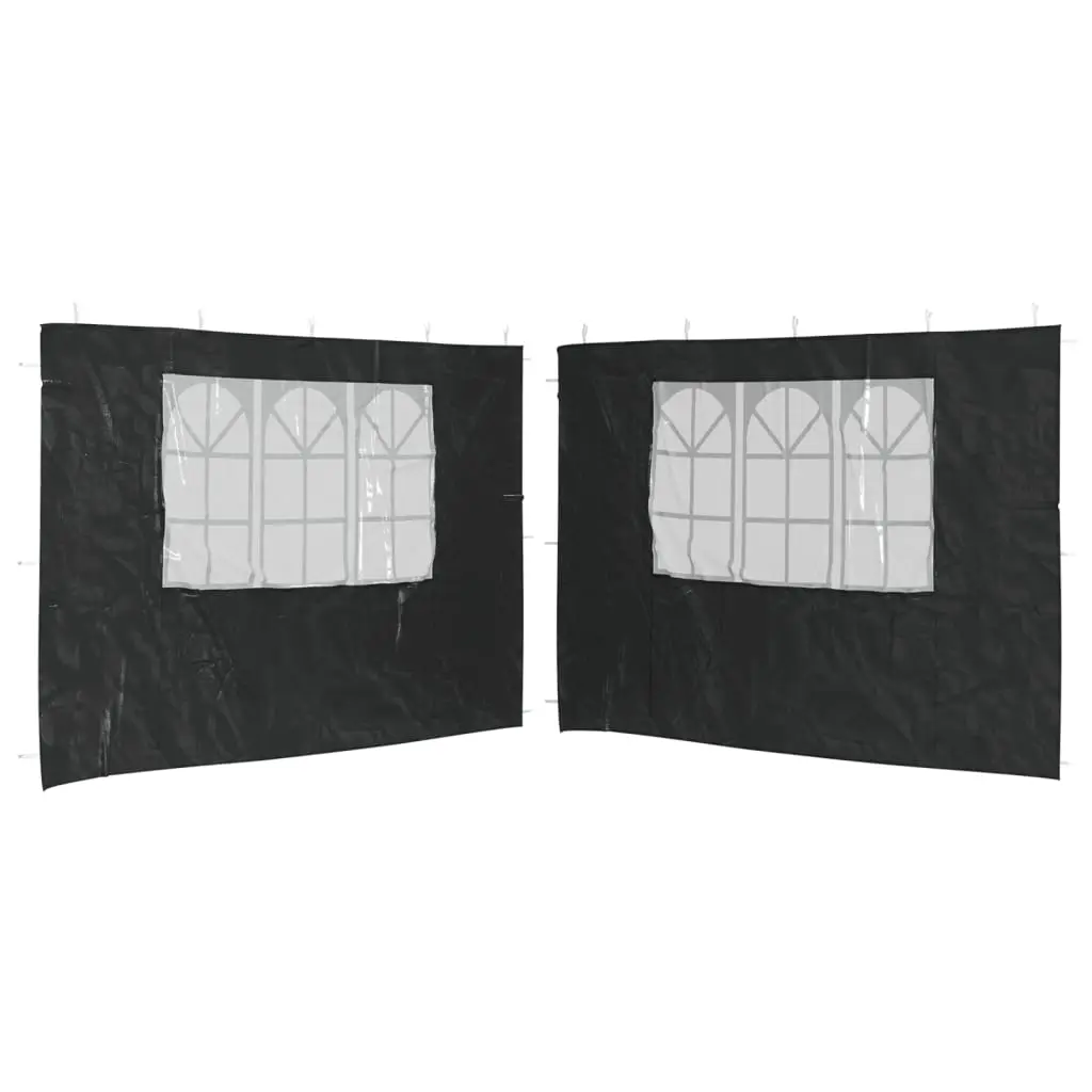 Lot de 2 Parois de tente de réception – Accessoire Tonnelle – Accessoire Barnum avec fenêtre PE Anthracite – MEUBLE PRO
