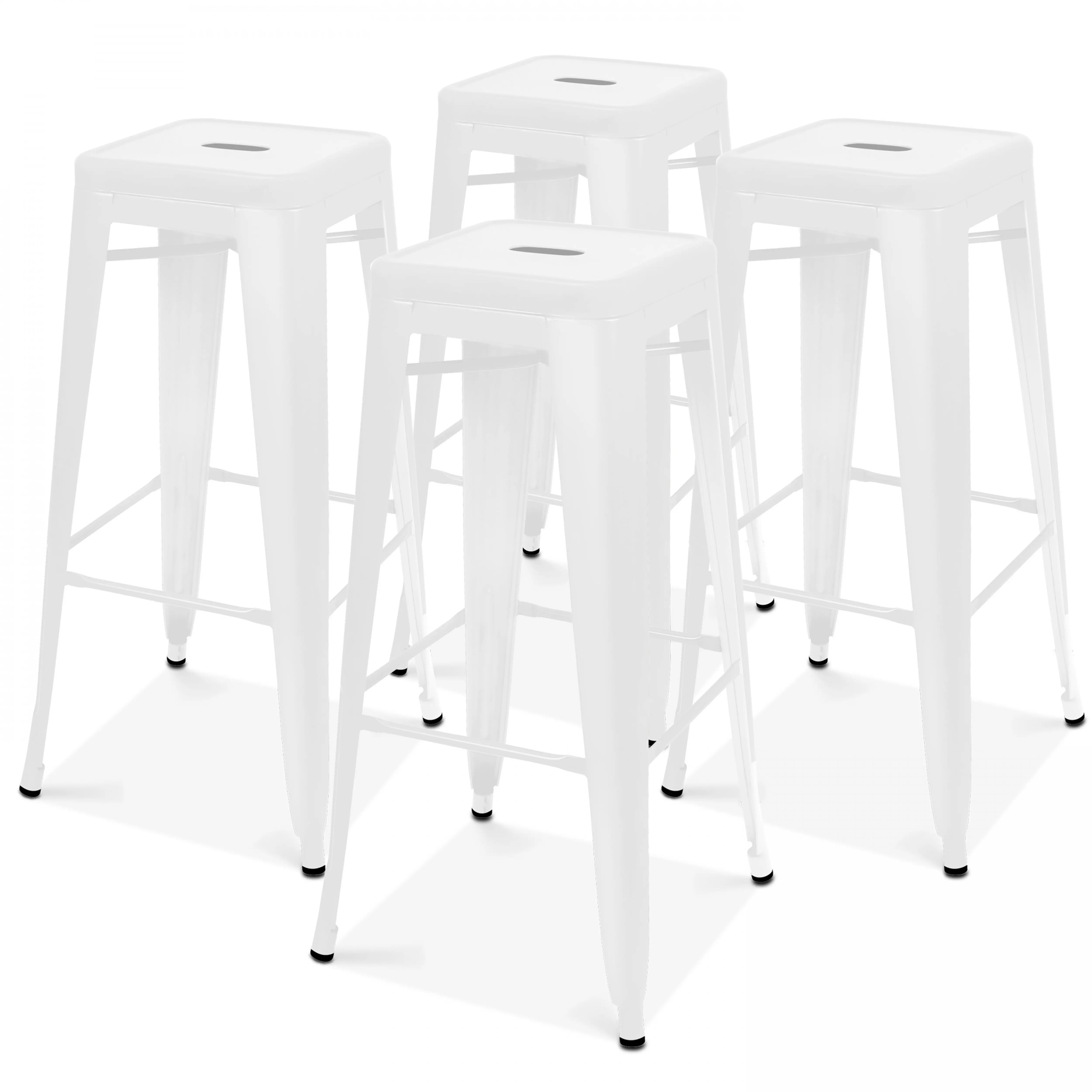 Lot de 4 tabourets de bar en acier blanc mat Indus – Oviala