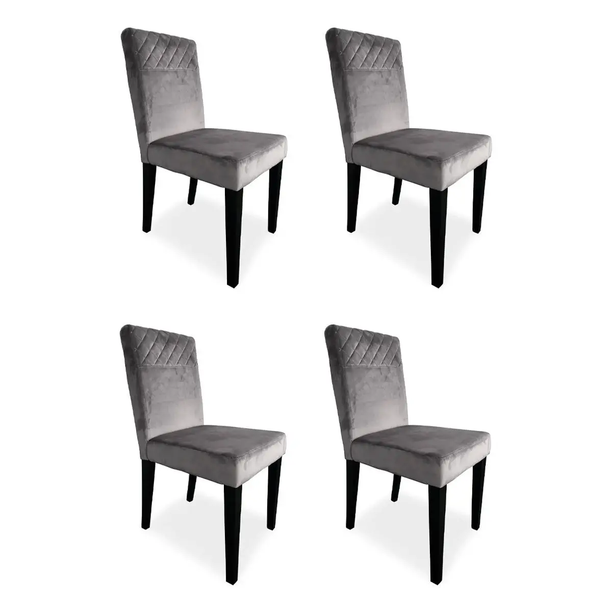 Lot de 4 Chaises Velours «Pipam» 82cm Argent