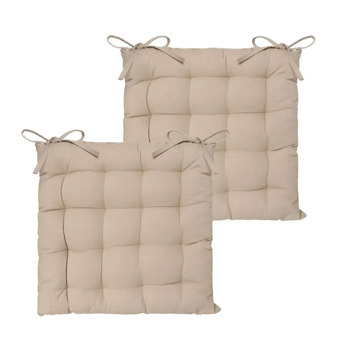 Lot de 2 Galettes de chaise en Coton Beige 38 x 38 cm