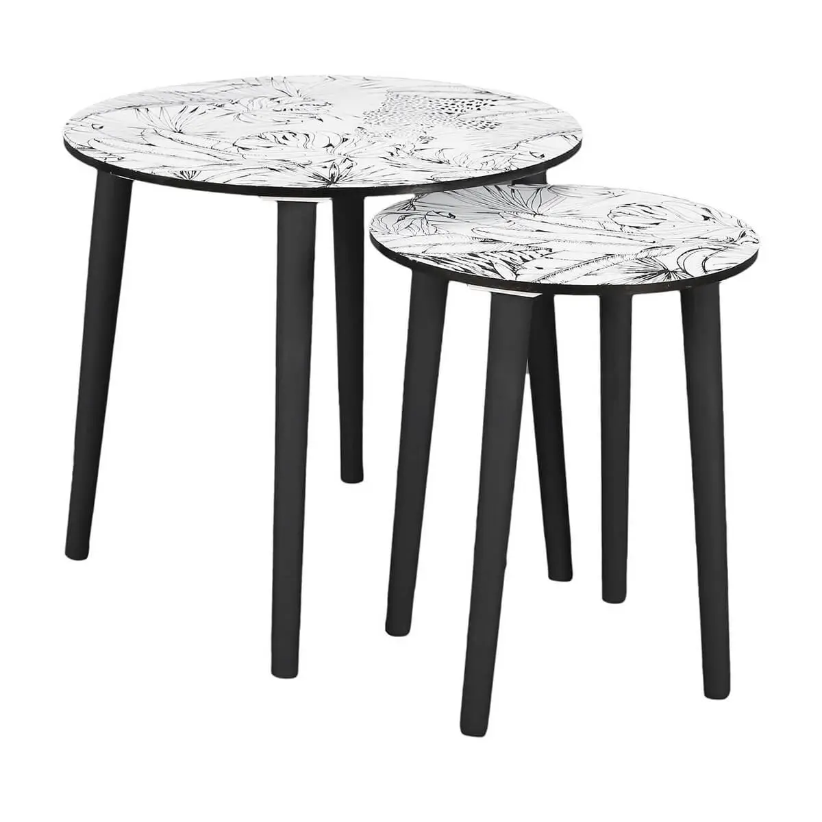 Lot de 2 Tables Gigognes Plateaux Motif Jungle – LEILANIE