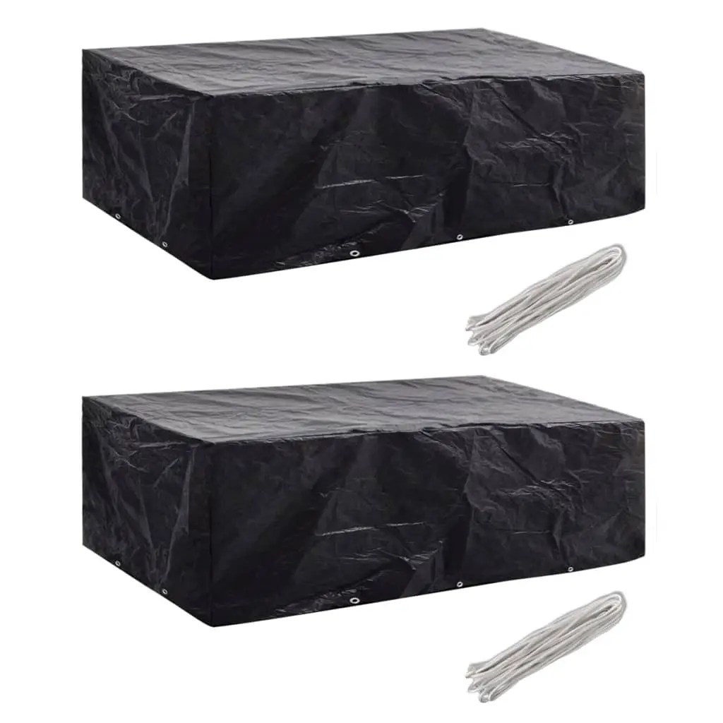 Lot de 2 Grandes Bâches de Jardin PE Anti-UV pour Table 8 Personnes Noir 300x140x90 cm – ComfortXL Outdoor Living