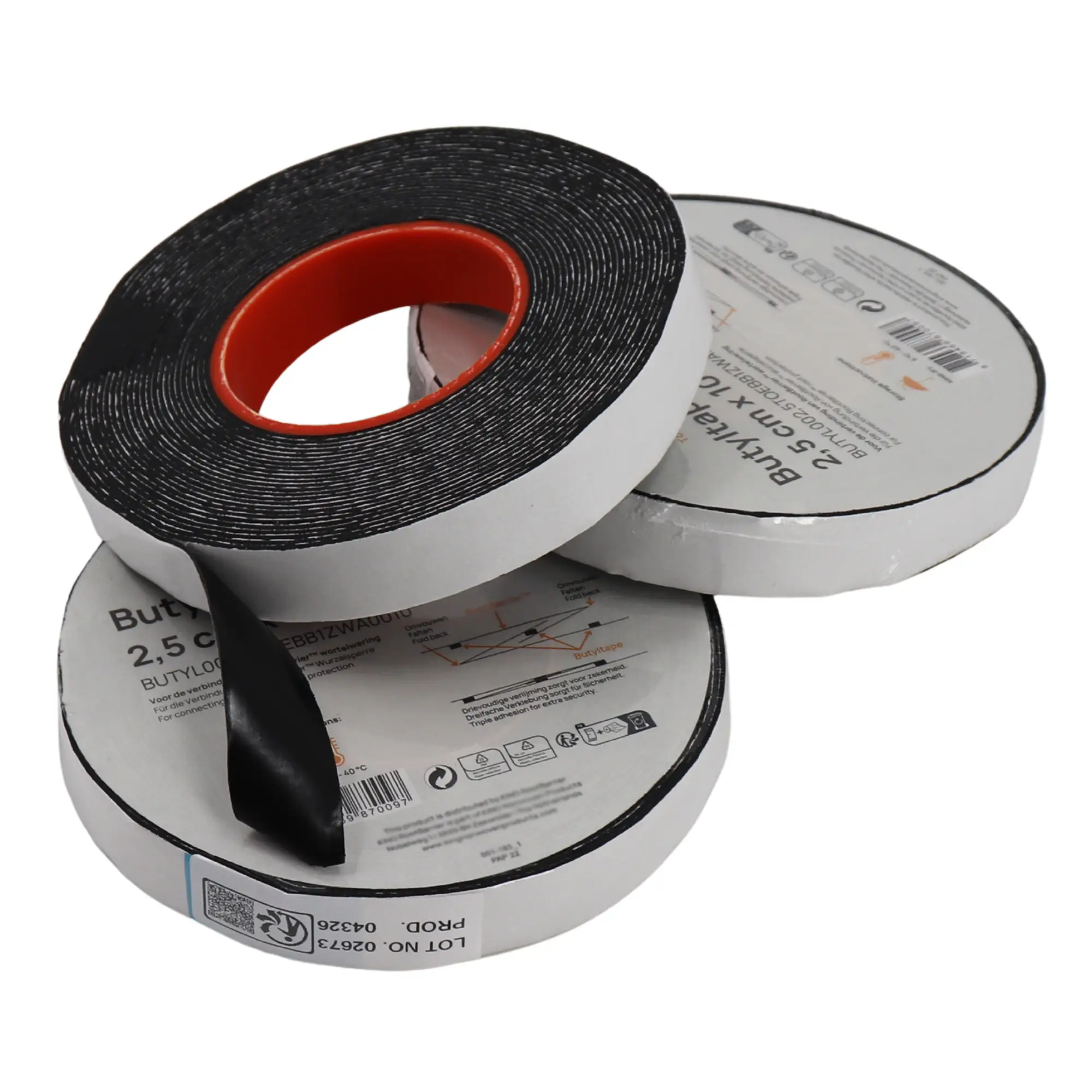 Lot de 4 Butyl Tape 10 m x 2,5 cm – Ruban Adhésif Double Face pour Barrière Anti-Rhizomes 420 g, Forte Adhérence & Haute Résistance