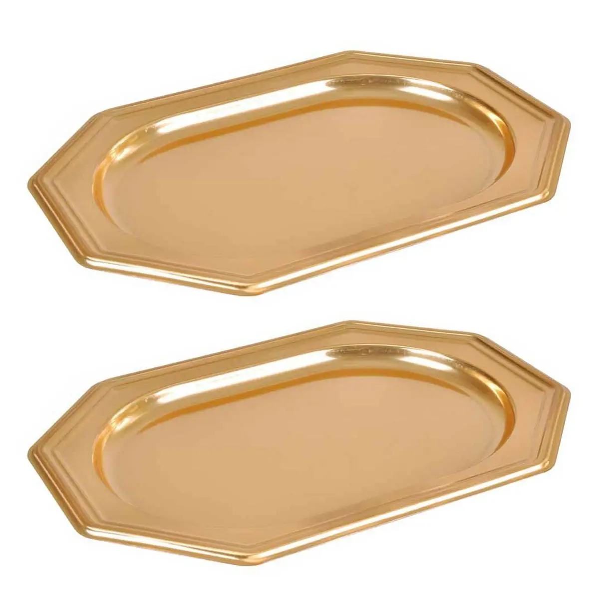 Lot de 2 Plateaux Déco «Octogonaux» 34cm Or