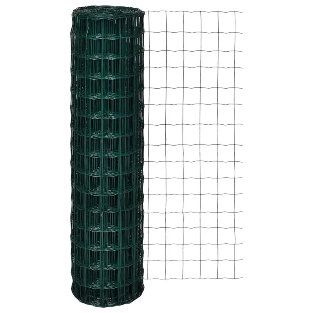 Grillage Euro Acier PVC Vert Clôture Jardin 10×0,8m Maille 100mm