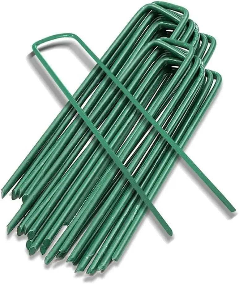 Lot de 30 piquets de Fixation en Acier Vert H15cm, L3cm – IntiMeg