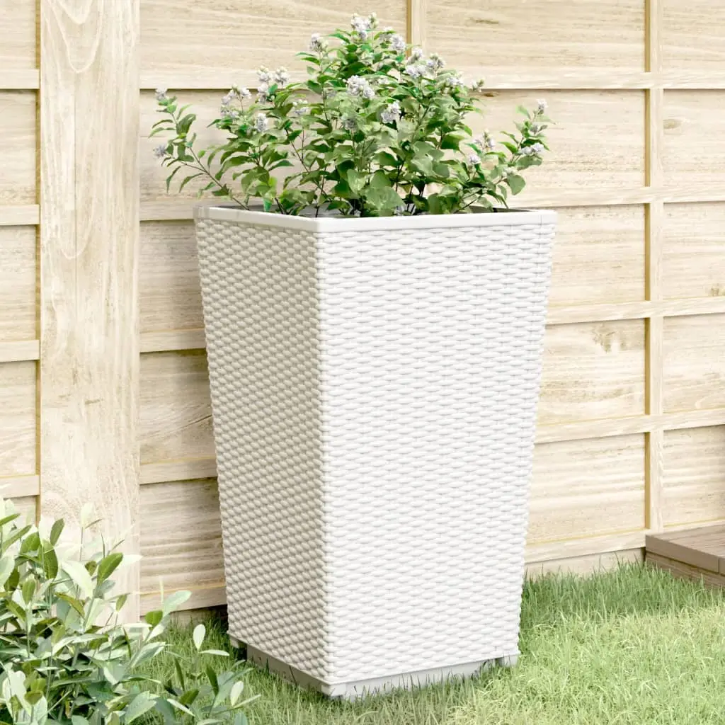 Lot de 2 pots de fleurs hauts aspect rotin 57 cm pour jardin blanc – ComfortXL Outdoor Living