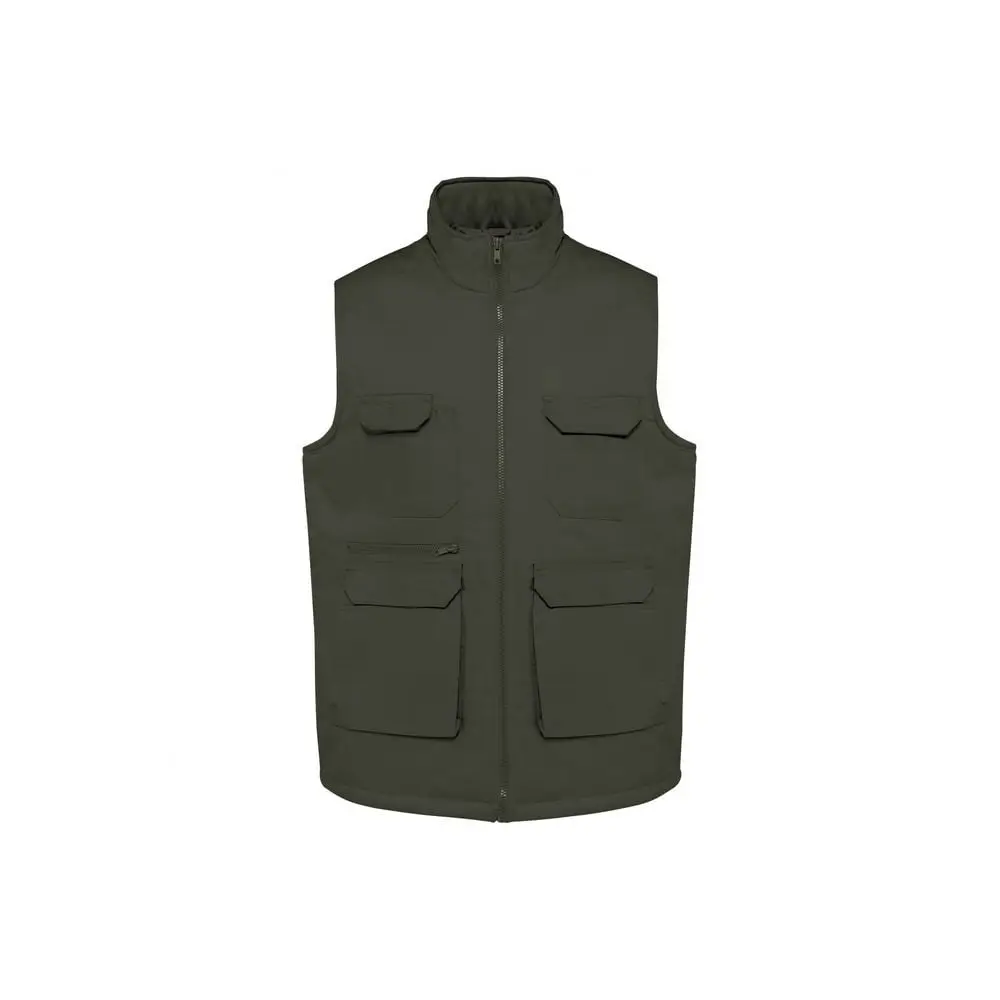 Gilet de travail polycoton multipoches rembourré unisexe WK. Designed To Work Kaki Foncé L