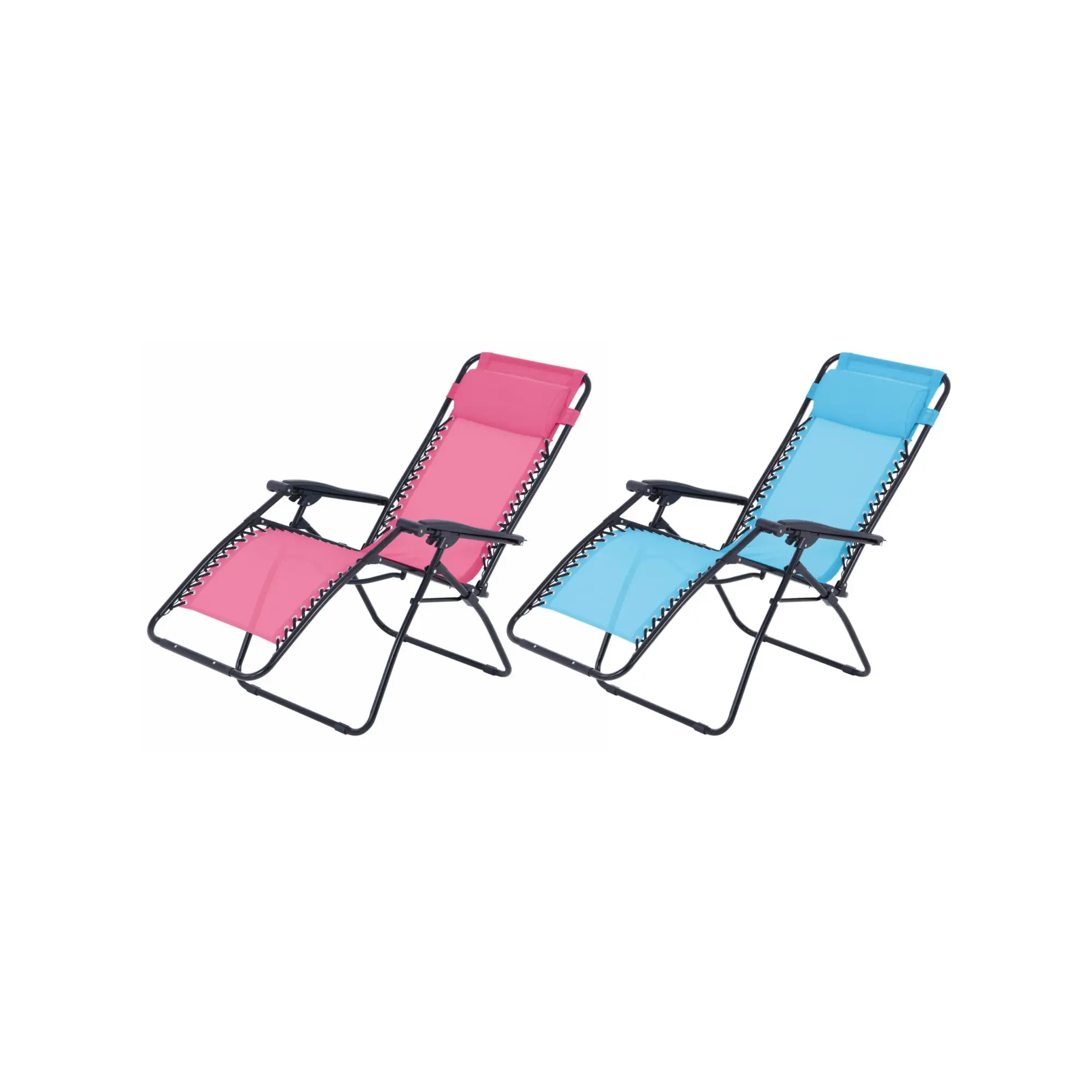 Lot de 2 fauteuils relax de jardin – O’Colors – Multi positions – Bleu et rose