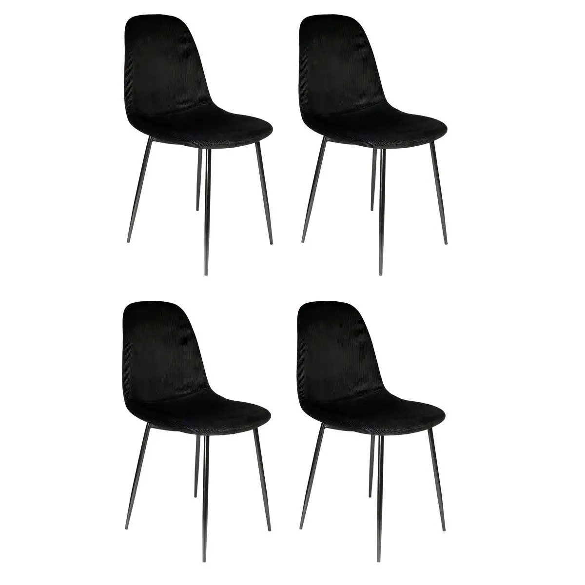 Lot de 4 Chaises Velours «Giulia» 85cm Noir