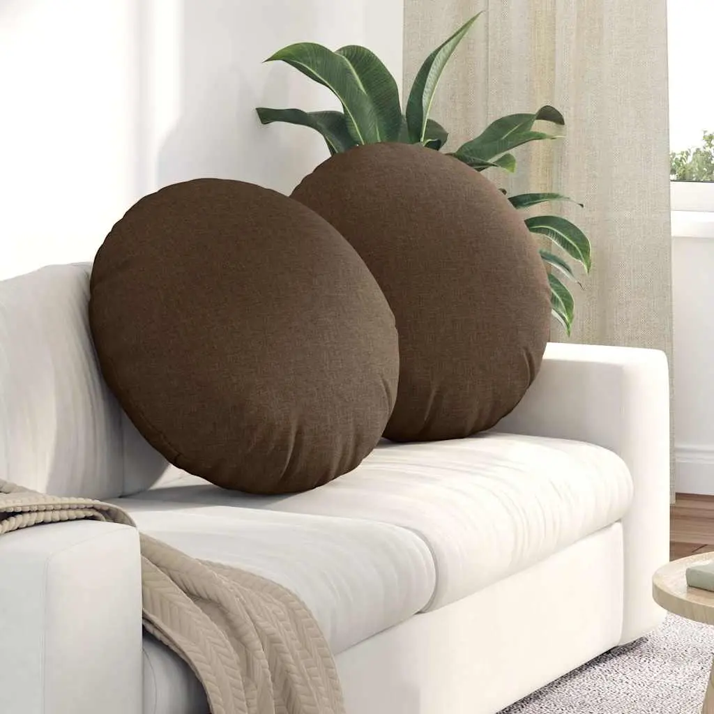 Lot de 2 Grands Coussins de Sol Ronds Tissu Doux et Lavable pour Chambre Marron Ø 60 x 21 cm – ComfortXL Outdoor Living