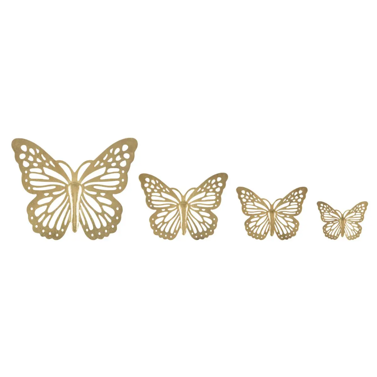 Lot de 4 Décorations Murales en Métal «Butterflies» 35cm Or