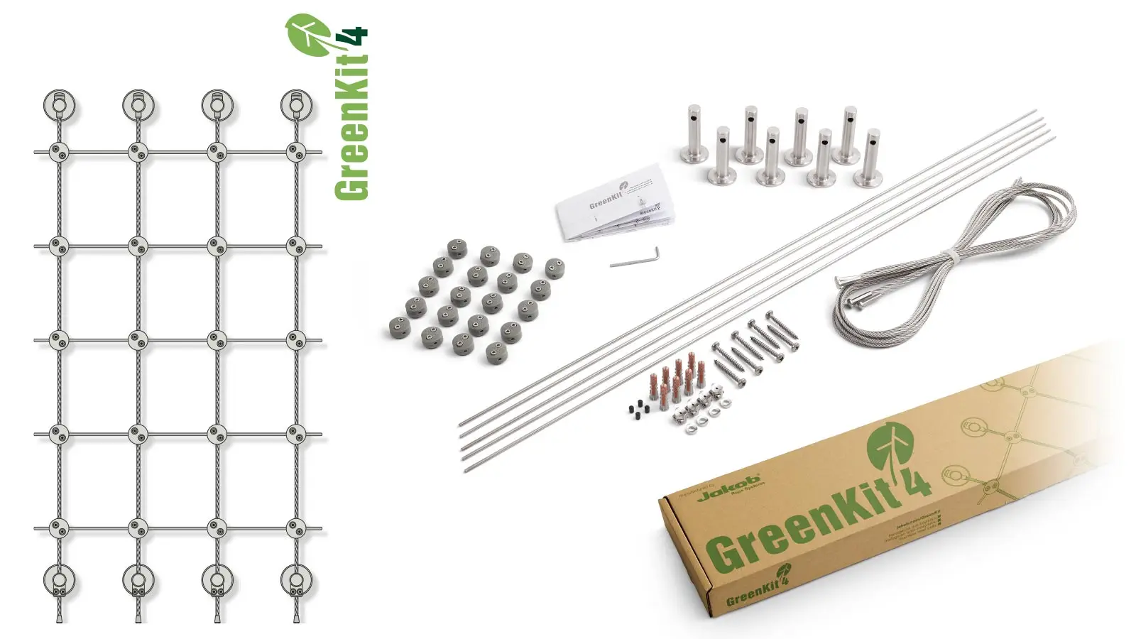 Greenkit 4 Support plantes grimpantes treillis acier inoxydable 960 X 2000mm Jakob Rope Systems