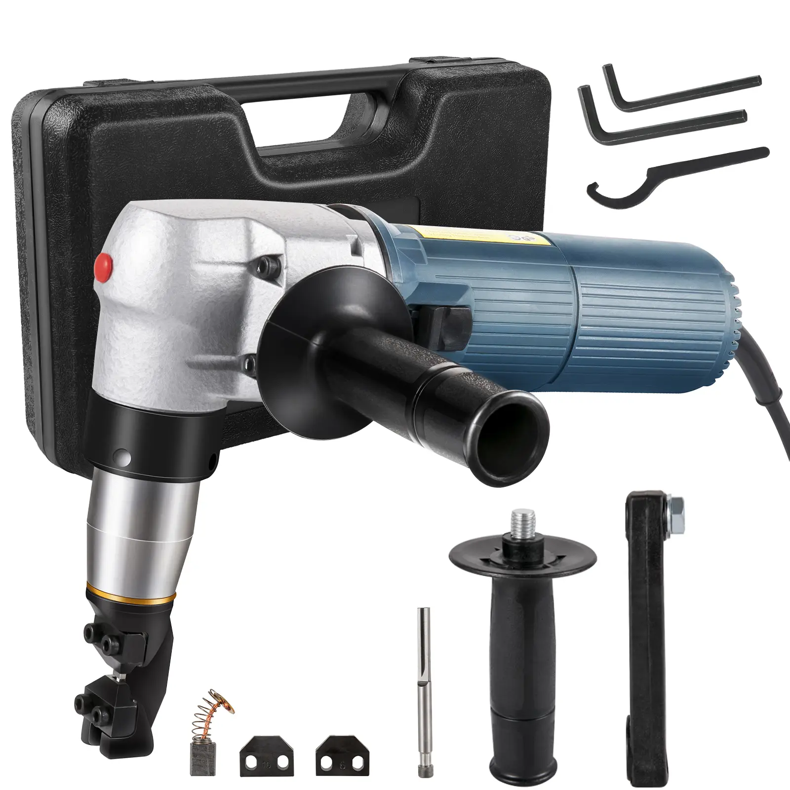 VEVOR Grignoteuse électrique 625 W, coupe métal 4 mm. Tête orientable 360°, pour acier, plastique, cuivre, verre.