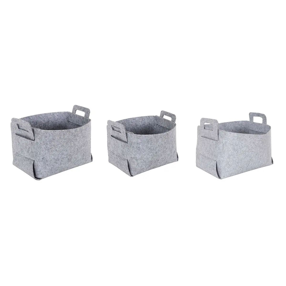 Lot de 3 Boîtes de Rangement «Feutrine» 49cm Gris