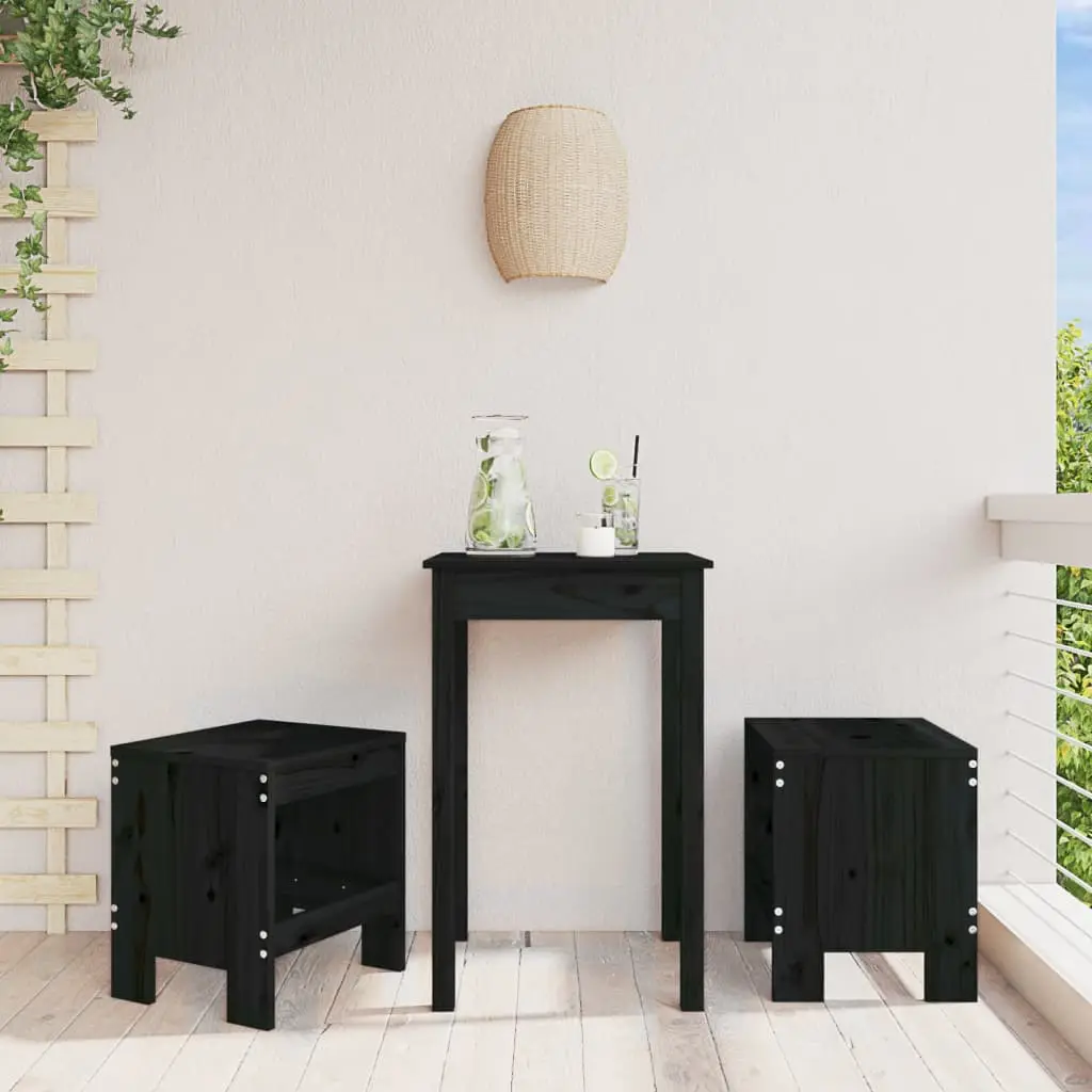 Lot de 2 Petits Bancs de Jardin en Bois de Pin Siège d’Appoint pour Extérieur Noir – ComfortXL Outdoor Living