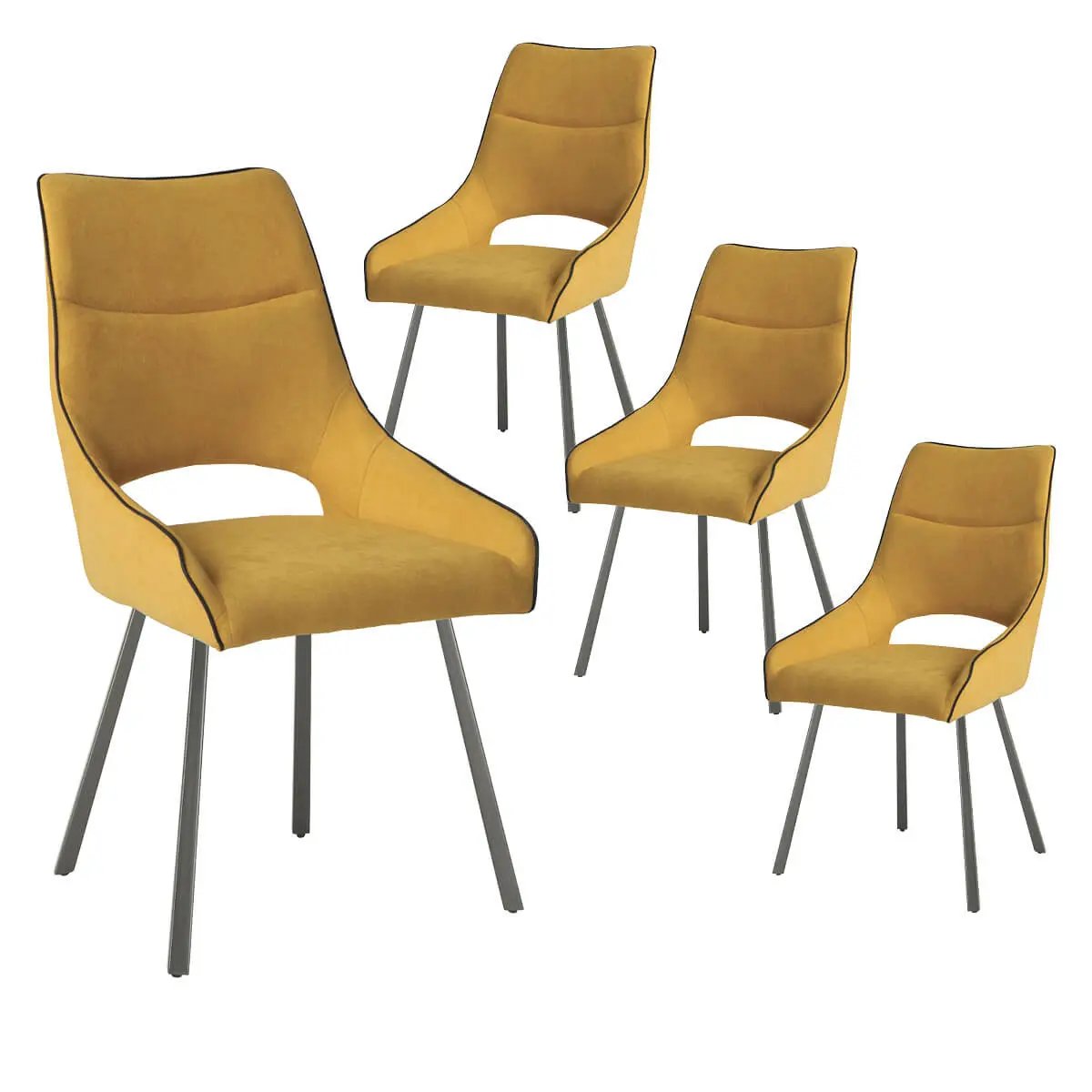 Lot de 4 Chaises Tissu Coloris Jaune – AMADO