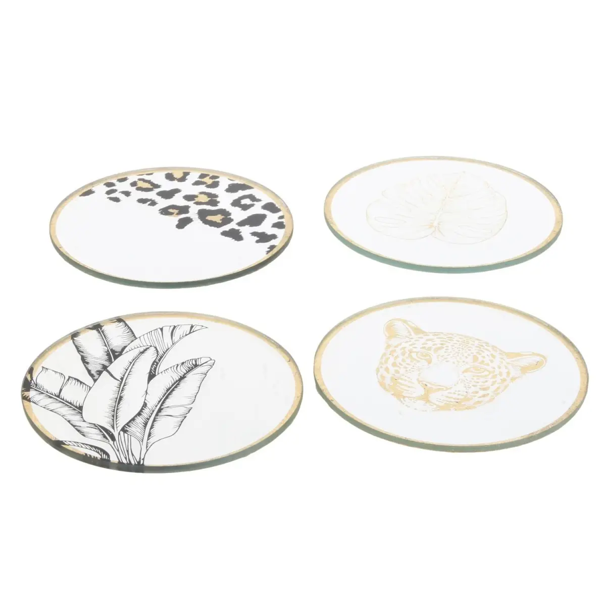 Lot de 4 Dessous de Verre «Natural Wild» 10cm Or