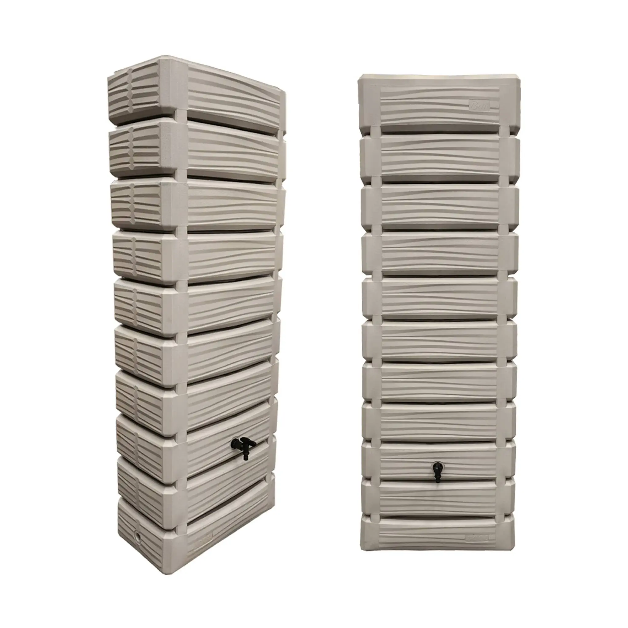Lot de 2 récupérateurs d’eau mural fabrication soufflage. résistent aux UV. couvercle. robinet. fixation murale et kit raccord inclus