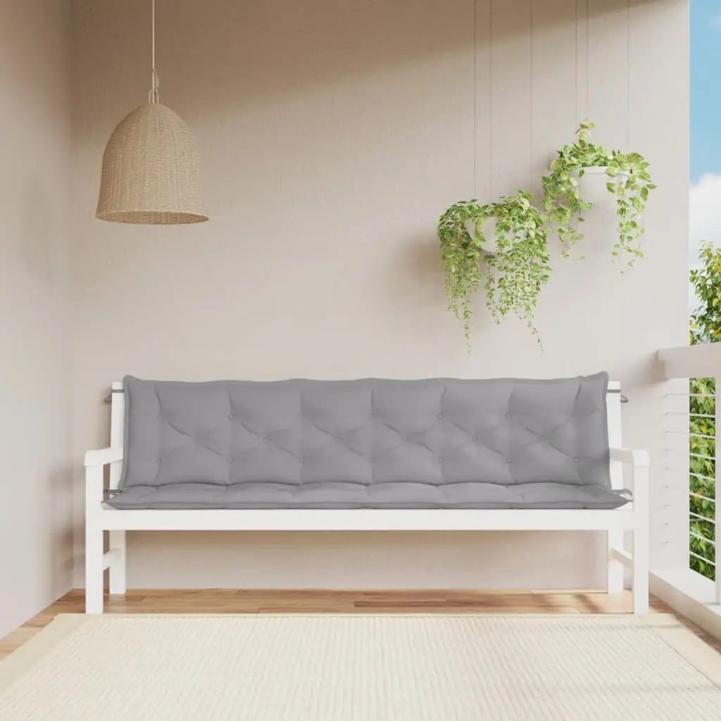 Lot de 2 Galettes de Banc Jardin Tissu Oxford Déperlant Confortable pour Terrasse Gris 200x50cm – ComfortXL Outdoor Living
