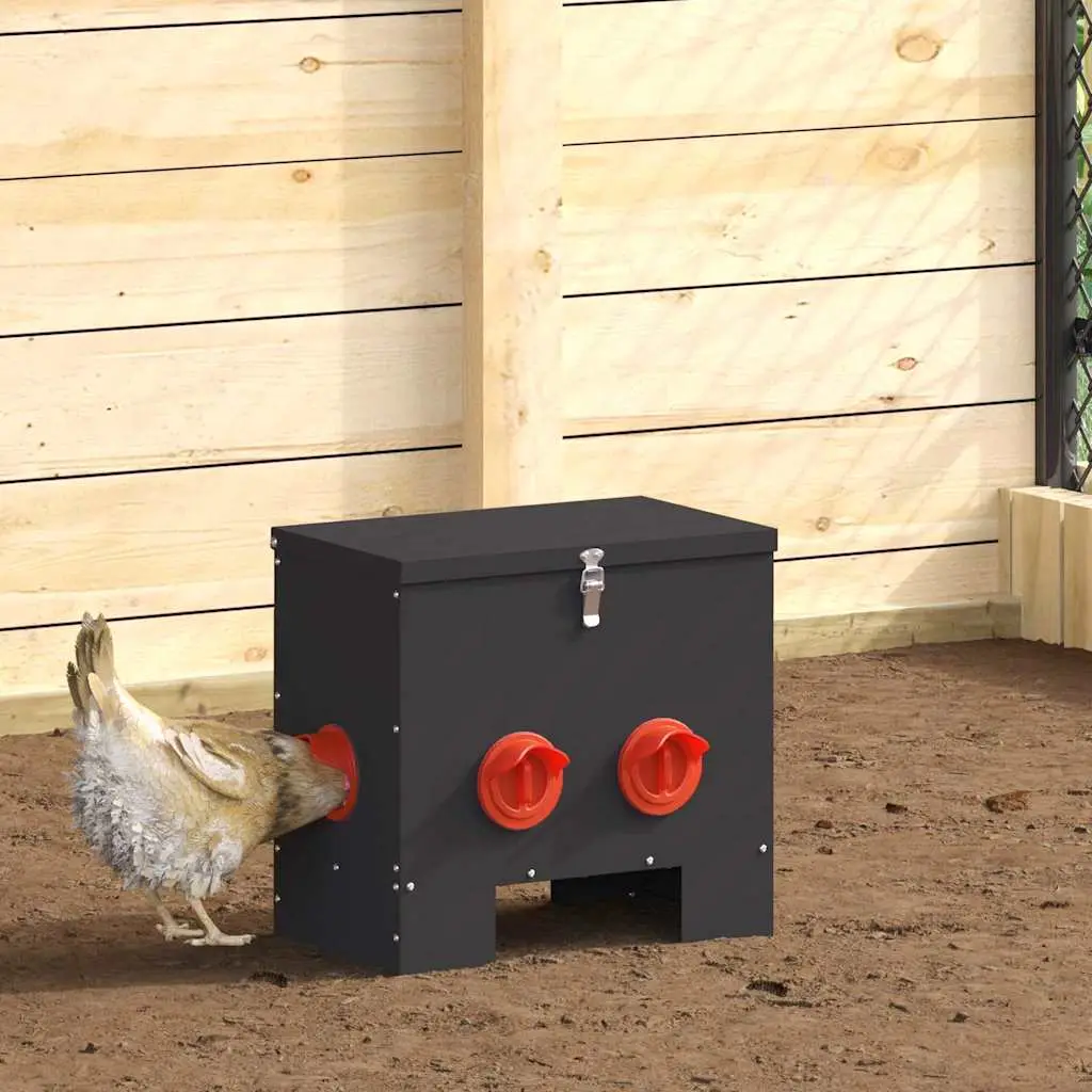 Lot de 2 Mangeoires Moyennes Acier Poule 20kg Noir – ComfortXL Outdoor Living