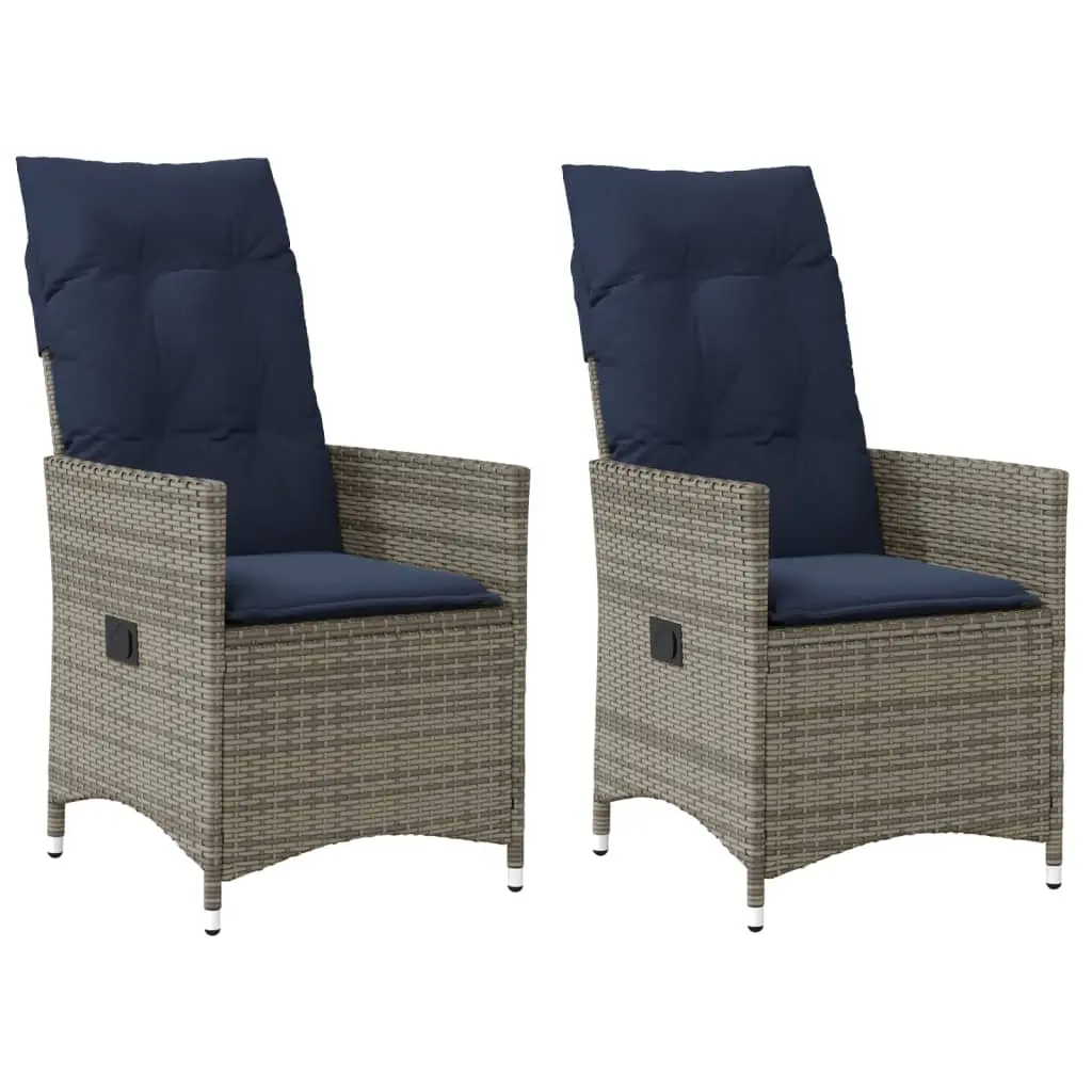 Lot de 2 Fauteuils Relax d’Extérieur Résine Tressée Coussins Bleu Marine Gris – ComfortXL Outdoor Living