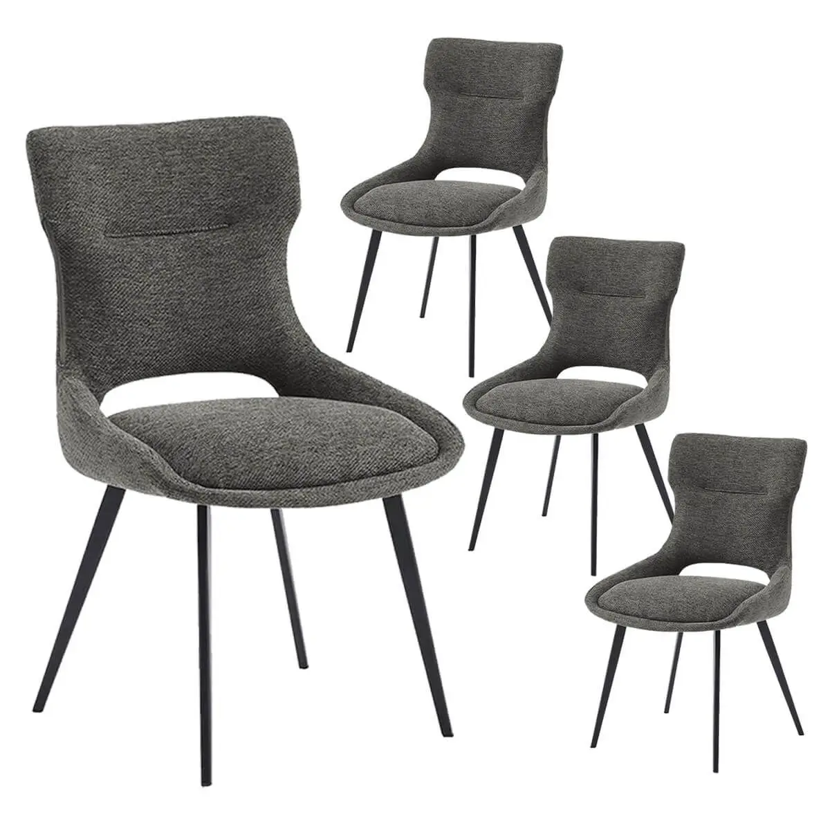 Lot de 4 Chaises Tissu Coloris Gris Anthracite – AMANDA