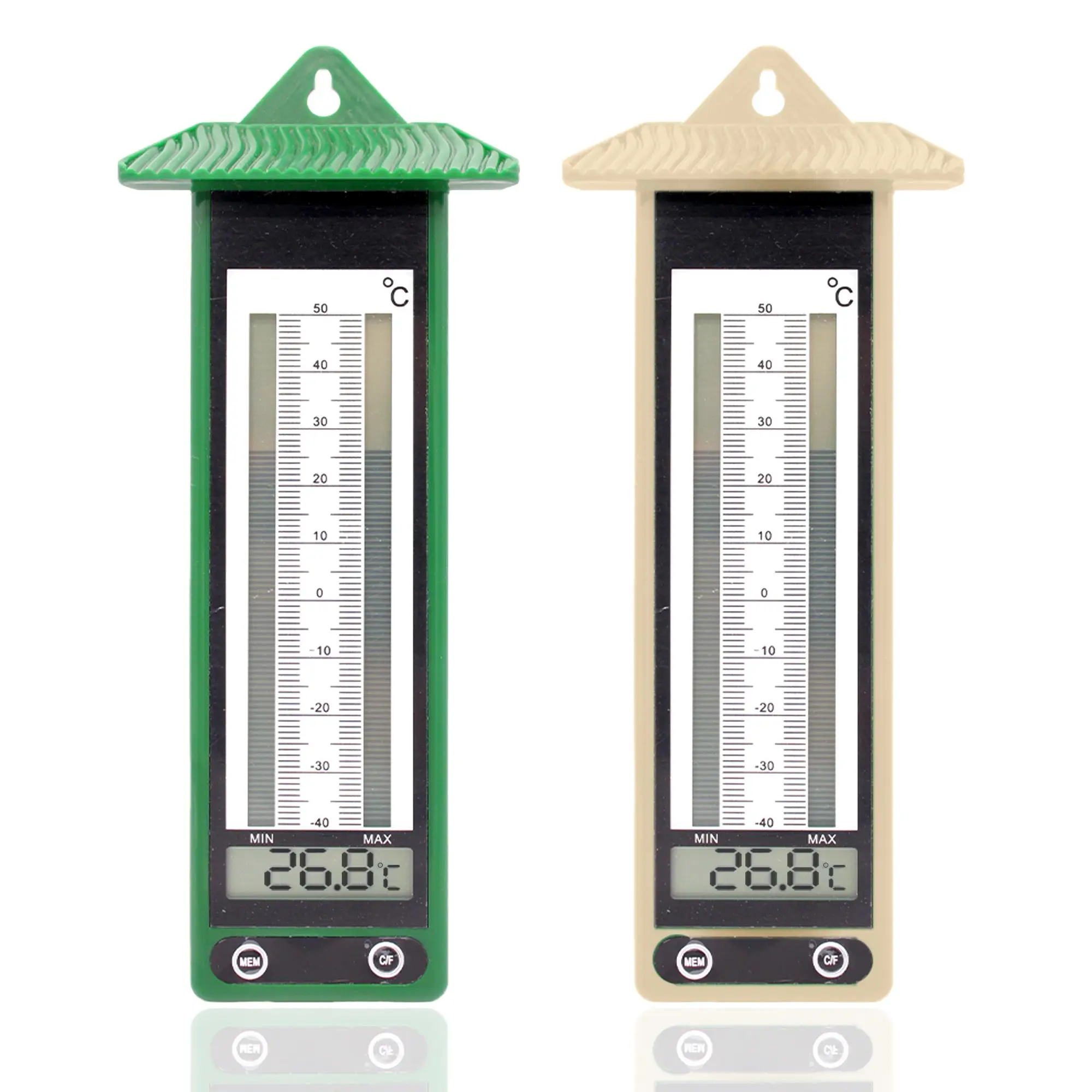 Lot de 2 Thermomètres Digitaux Extérieurs Mini Maxi LCD – Fixation murale facile