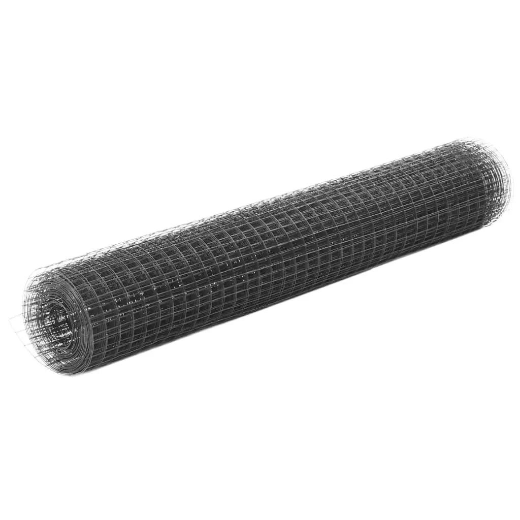 Grillage Acier Galvanisé PVC Volière Jardin Clôture Animaux Maille 16mm 10x1m Gris
