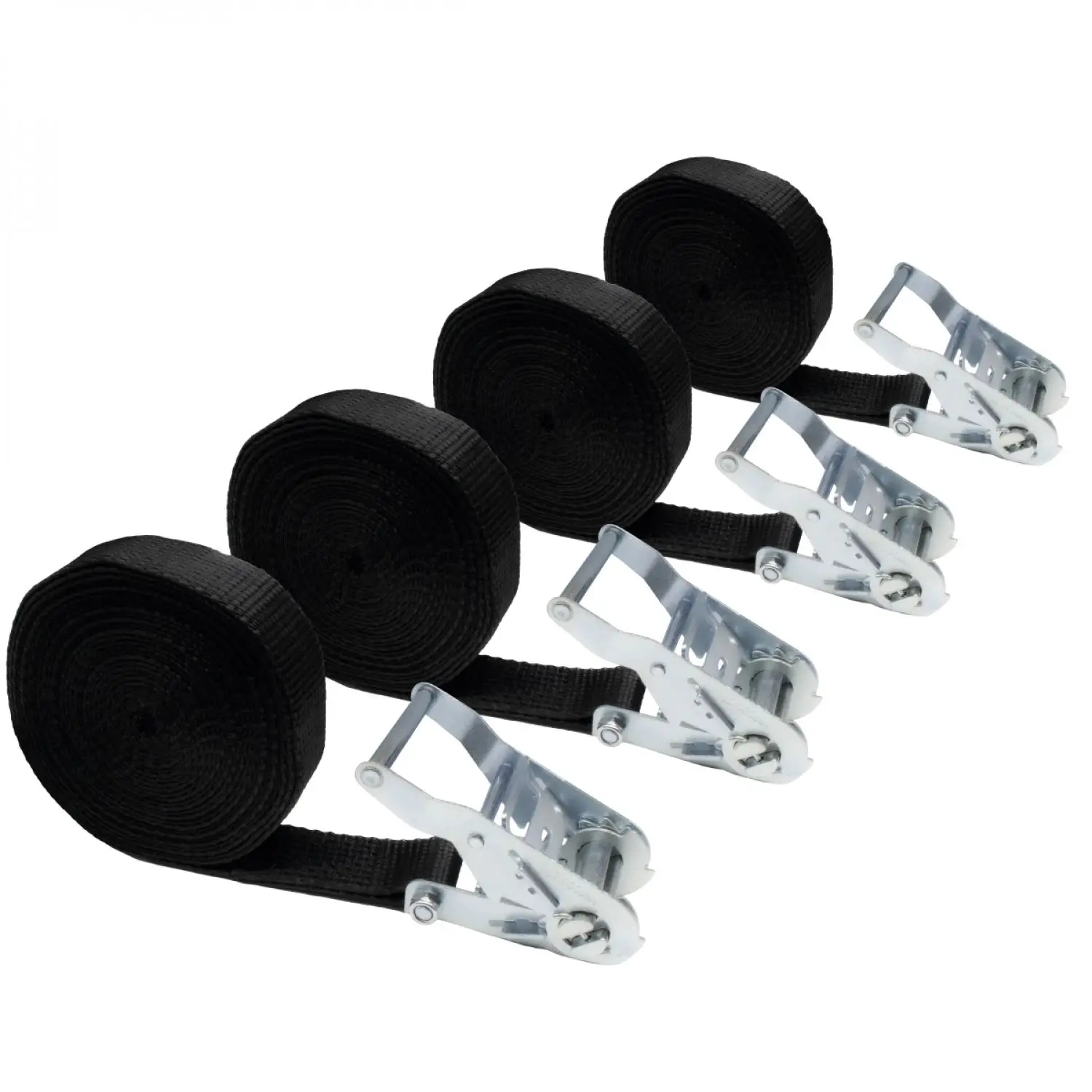 Lot de 4 sangles d’arrimage à cliquet – 35 mm x 7 m – Noir – Linxor