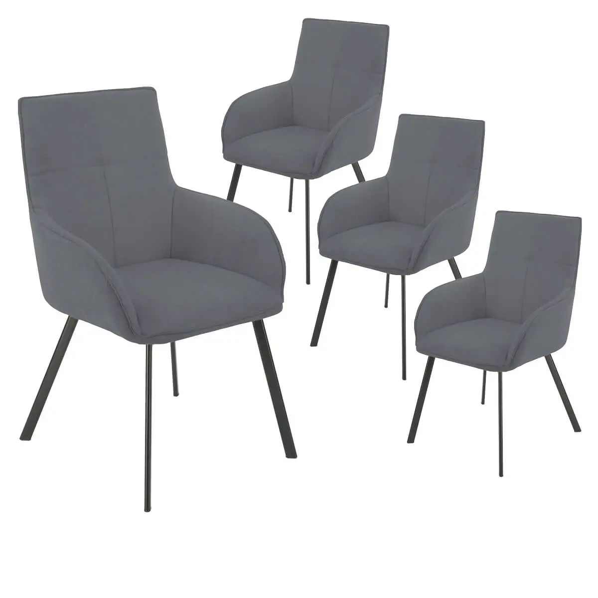 Lot de 4 Fauteuils Gris Piètement Gris Mat – CATILA