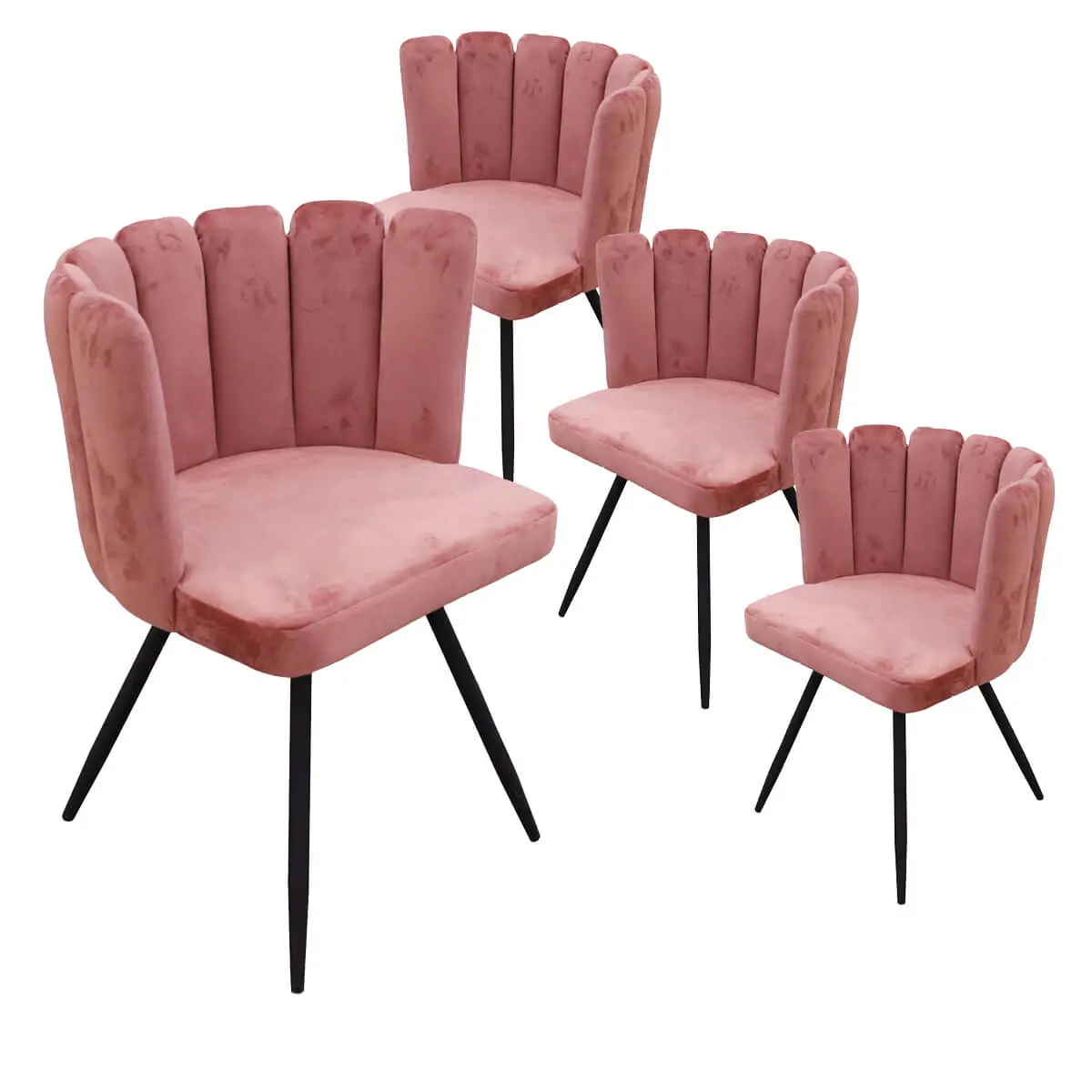 Lot de 4 Chaises Velours Rose – CHARLOTTE