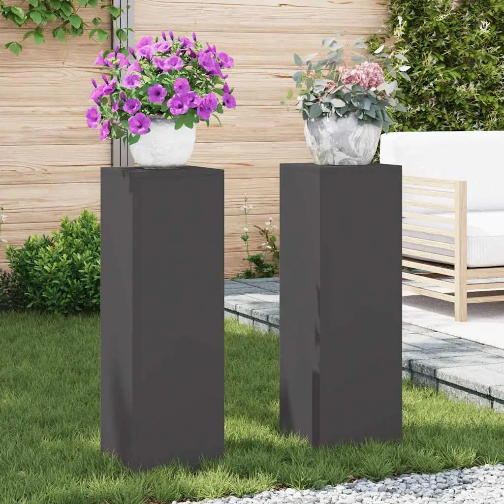 Lot de 2 Porte-plantes Hauts en Acier Robuste Design Moderne pour Balcon Jardin Extérieur Noir 75 cm – ComfortXL Outdoor Living