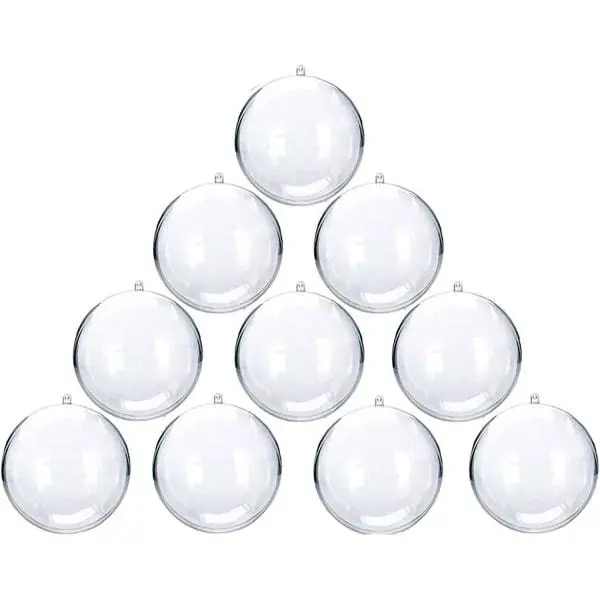 Lot de 20 boules de Noël transparentes de 6 cm, boules en plastique à remplir, décorations DIY pour Noël, sapin, fête de Noël