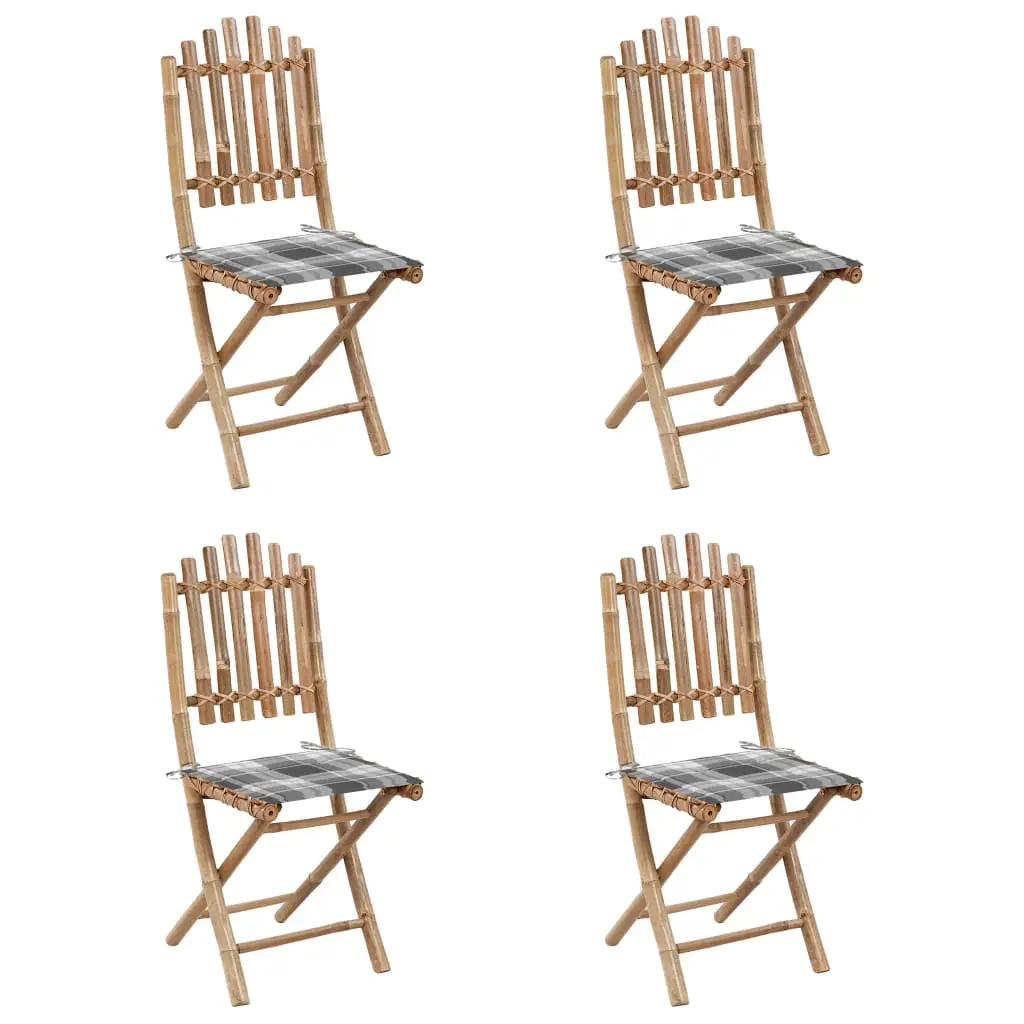 Lot de 5 Chaises Pliables De Jardin – Chaises D’extérieur avec coussins bambou g1265