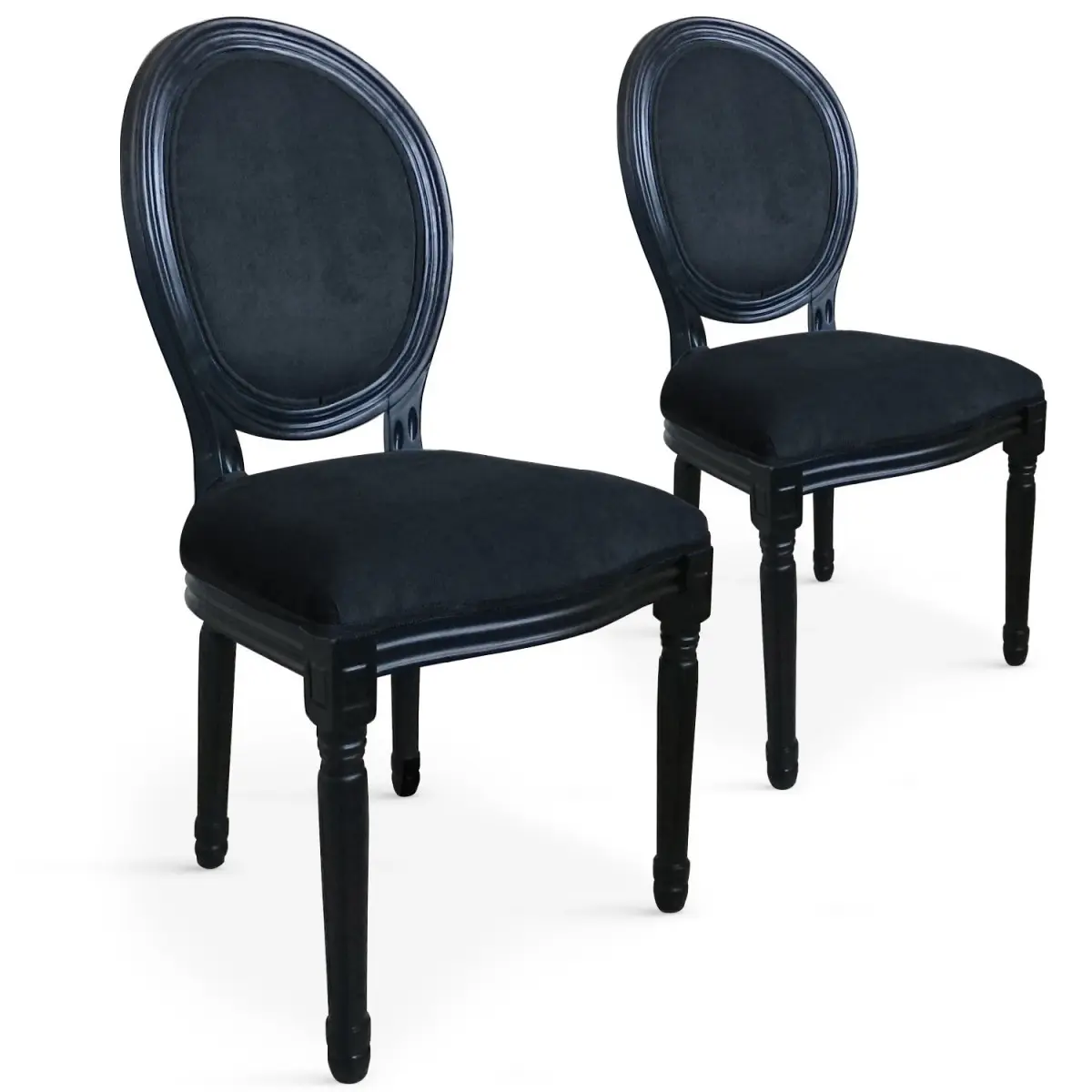 Lot de 20 Chaises Médaillon Velours «Versailles» 96cm Noir
