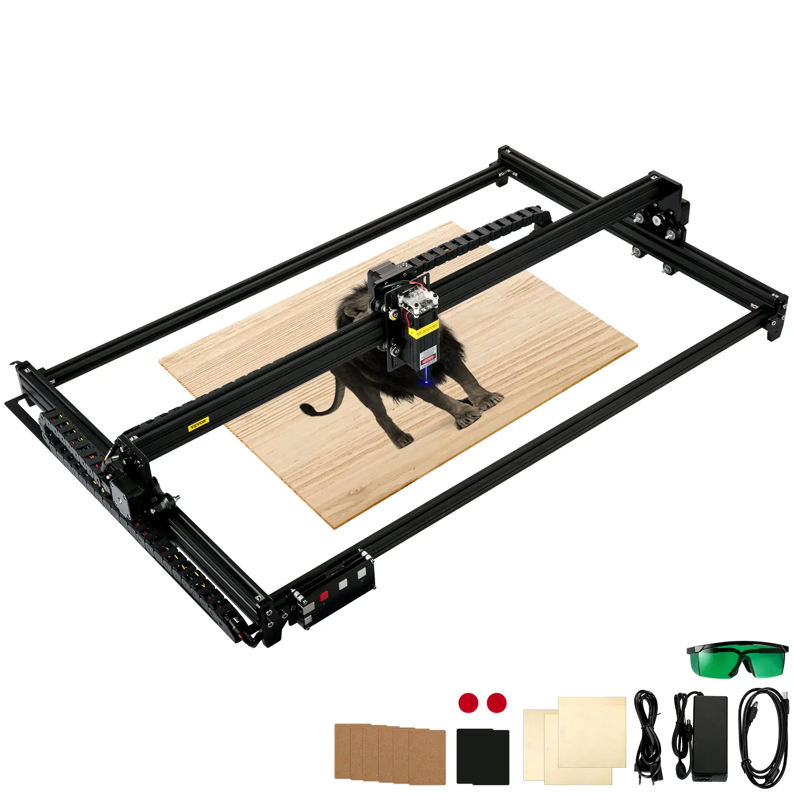 VEVOR Graveur laser mini CNC 6 W, zone gravure 460×810 mm. Haute précision, pour bois, cuir, tissu.