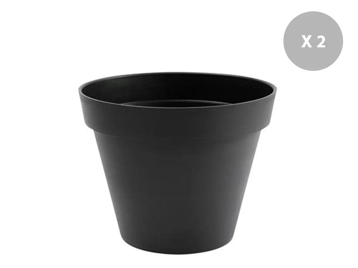 Lot de 2 Pots de fleur rond Toscane Ø 60 x H.47 cm Anthracite – Eda