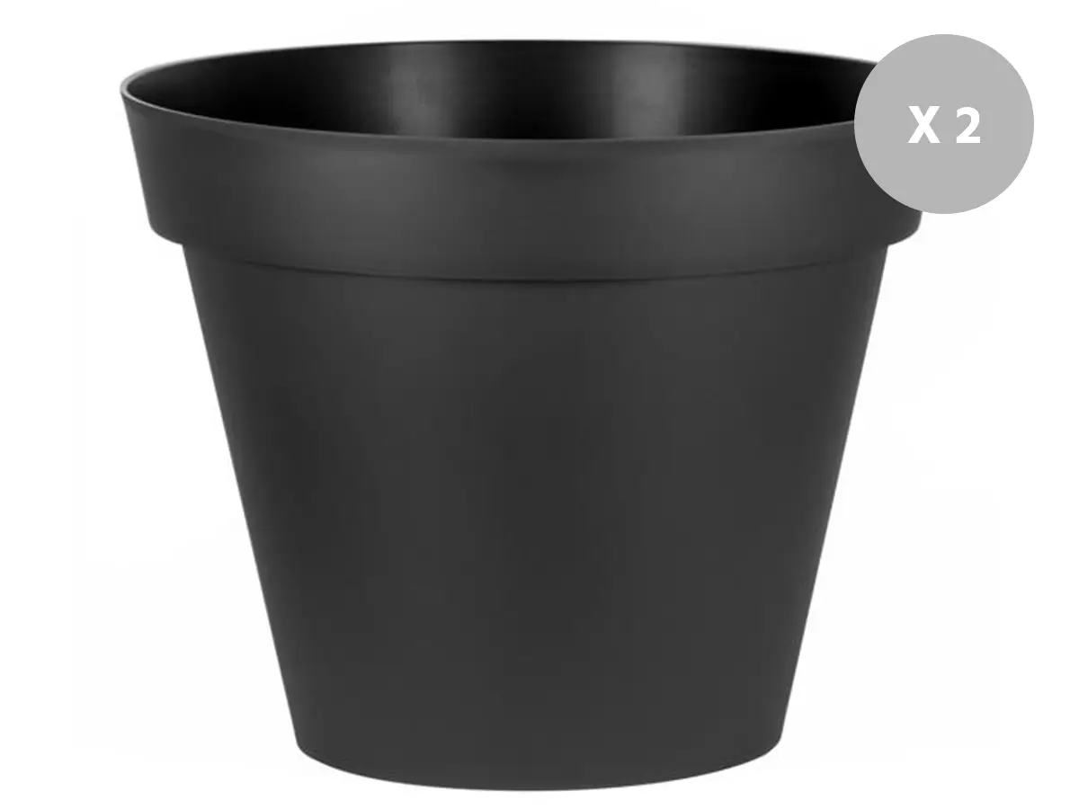 Lot de 2 Pots de fleur rond Toscane Ø 100 x H.79 cm Anthracite – Eda