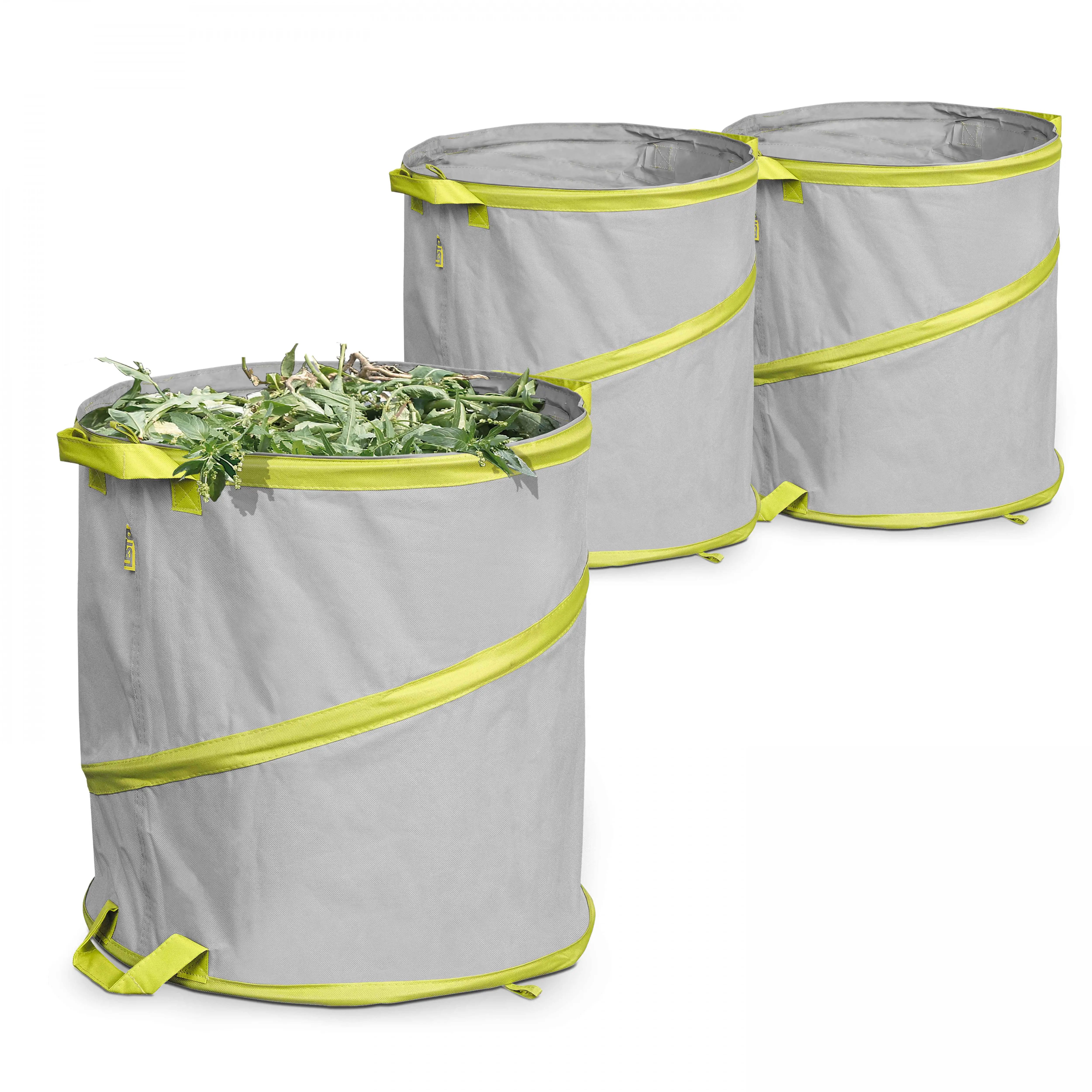 Lot de 3 sacs à déchets de jardin 85l polyester gris Lesto – Oviala