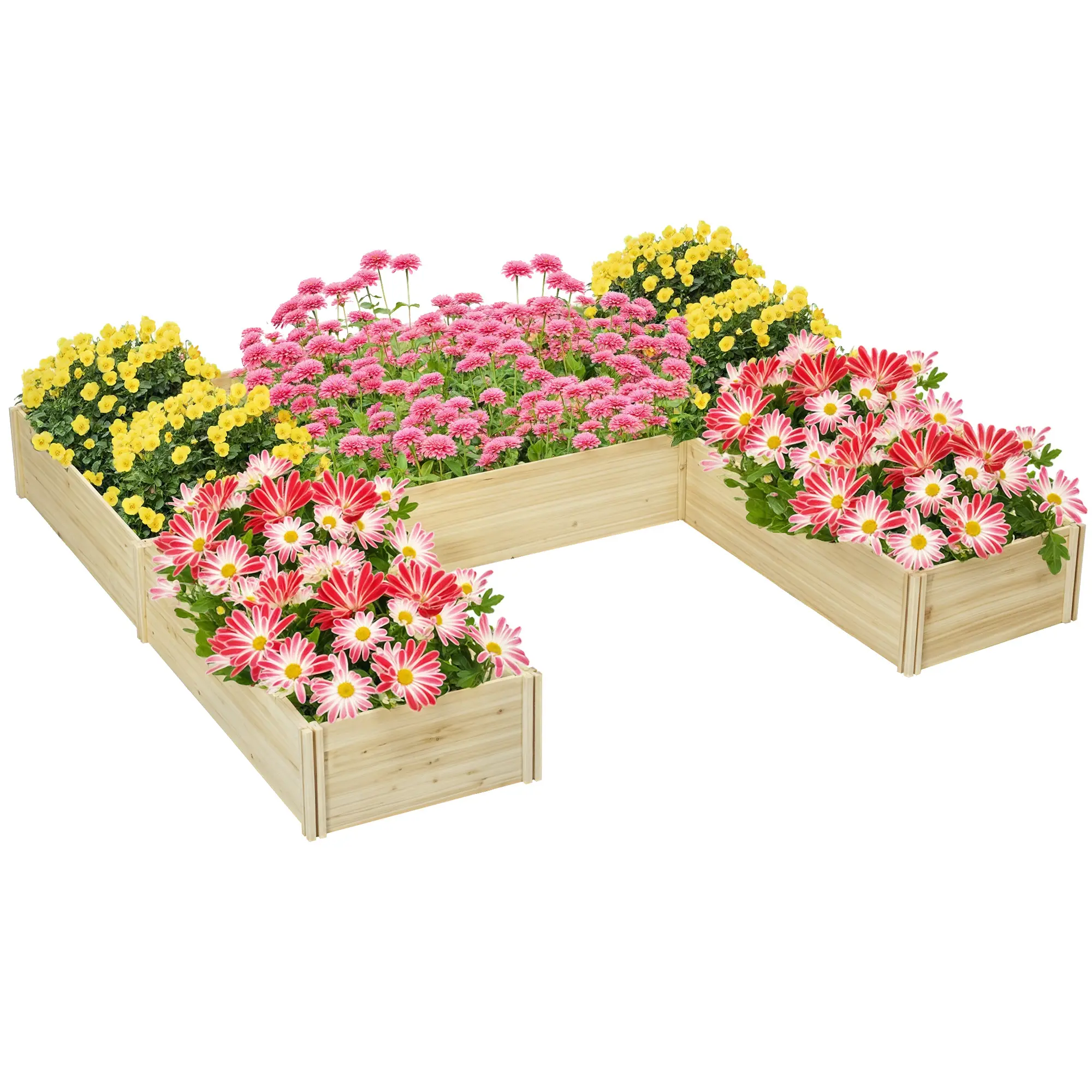 Lot de 5 Bacs Potagers Modulables en Bois de Sapin pour Grand Jardin 230x230cm – ComfortXL Outdoor Living