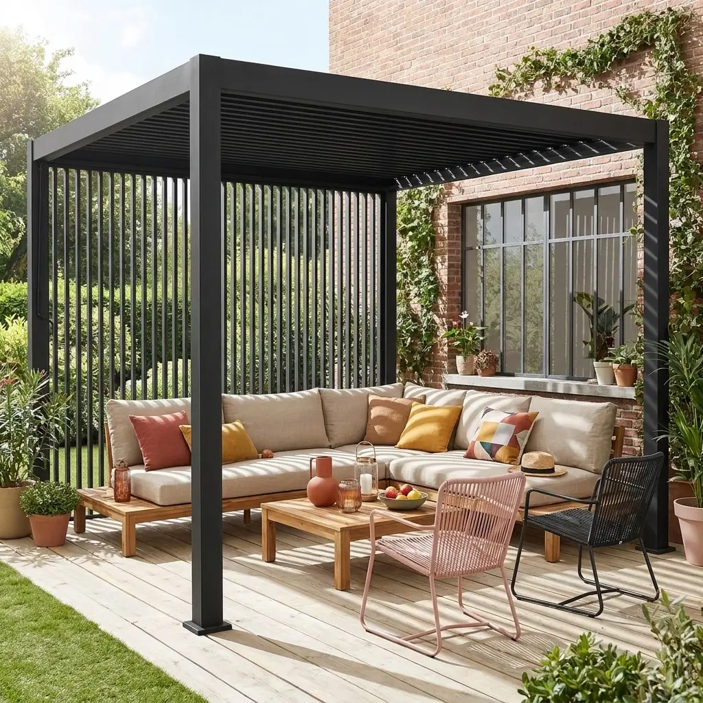 Lot de 3 persiennes verticales anthracite 100cm pergola bioclimatique Triomphe | sweeek