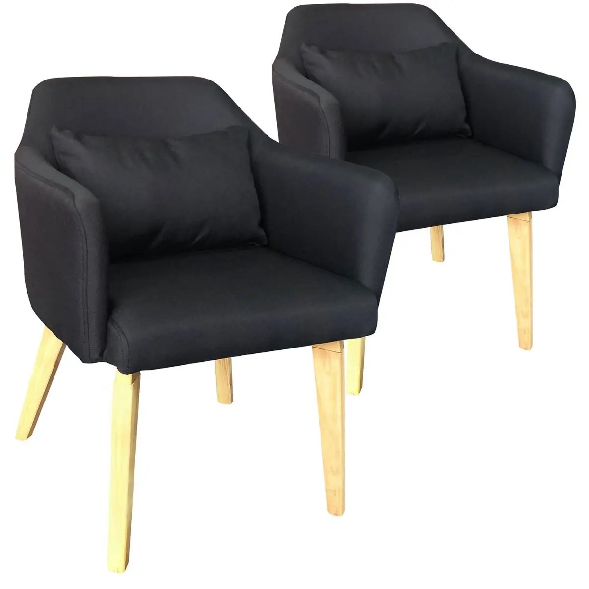 Lot de 2 Fauteuils Scandinave en Tissu «Delante» 67cm Noir