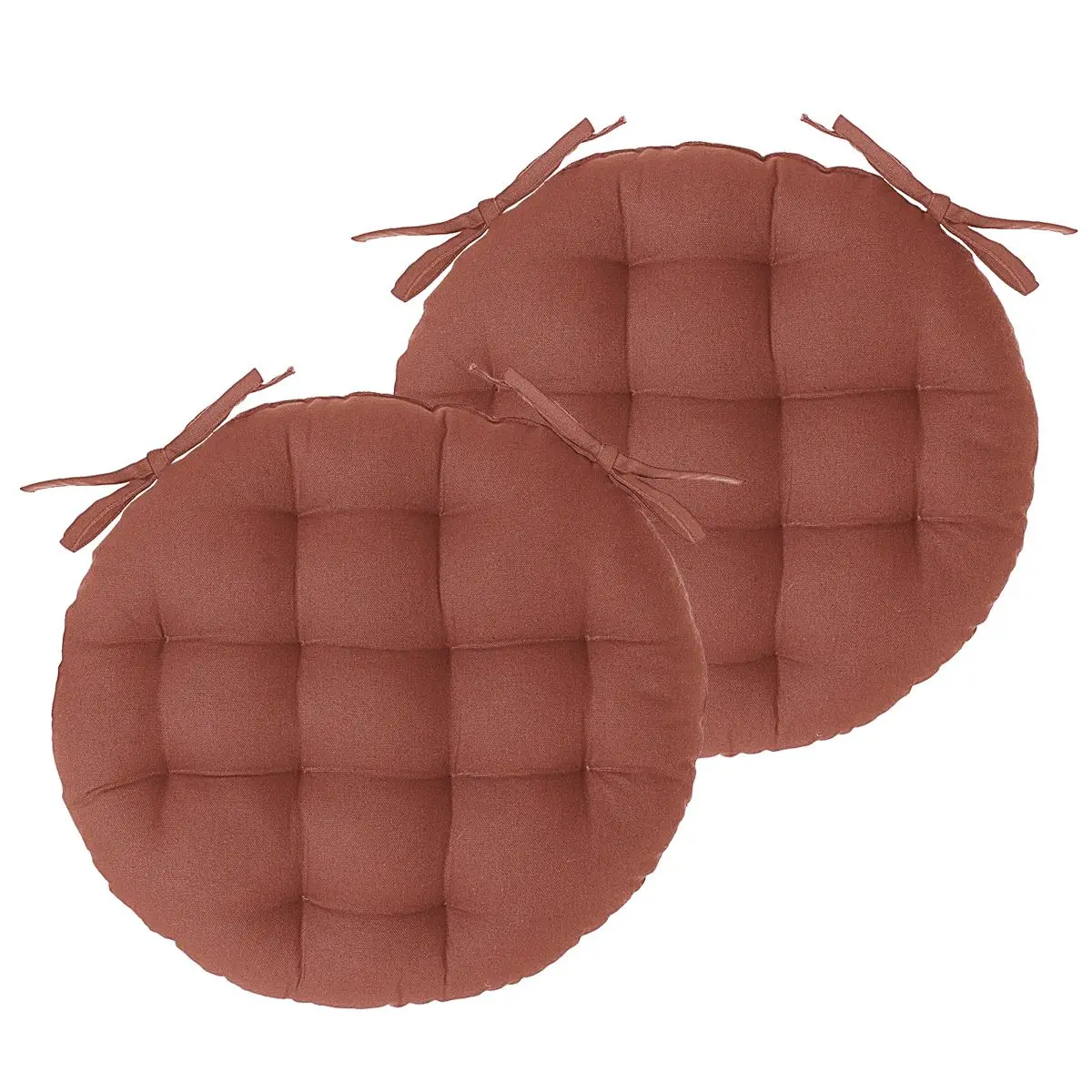 Lot de 2 Galettes de chaise en Coton Terracotta D 38 cm
